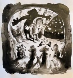 Cave shadows -Black & white monkey series